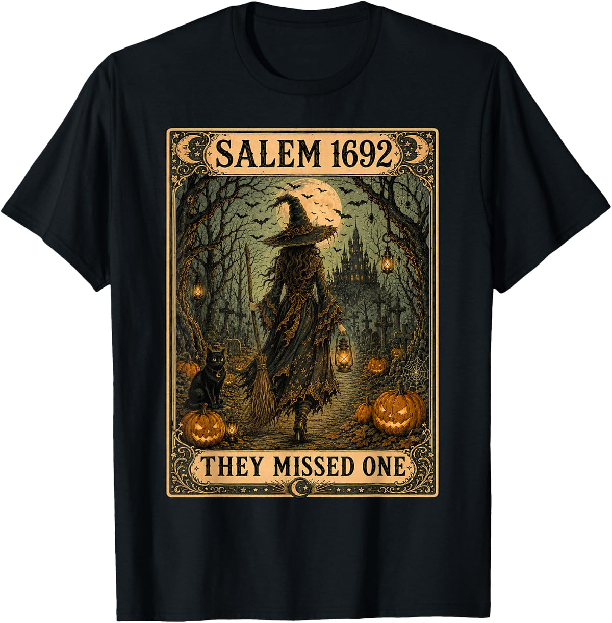 Salem 1692 They Missed One Tarot Card Halloween Witch Women T-Shirt