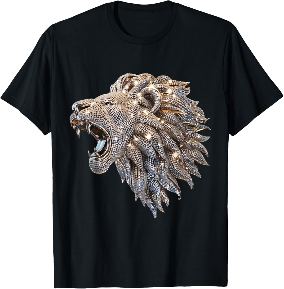 3D Lion Abstract Art Diamonds Roaring King of the Jungle T-Shirt