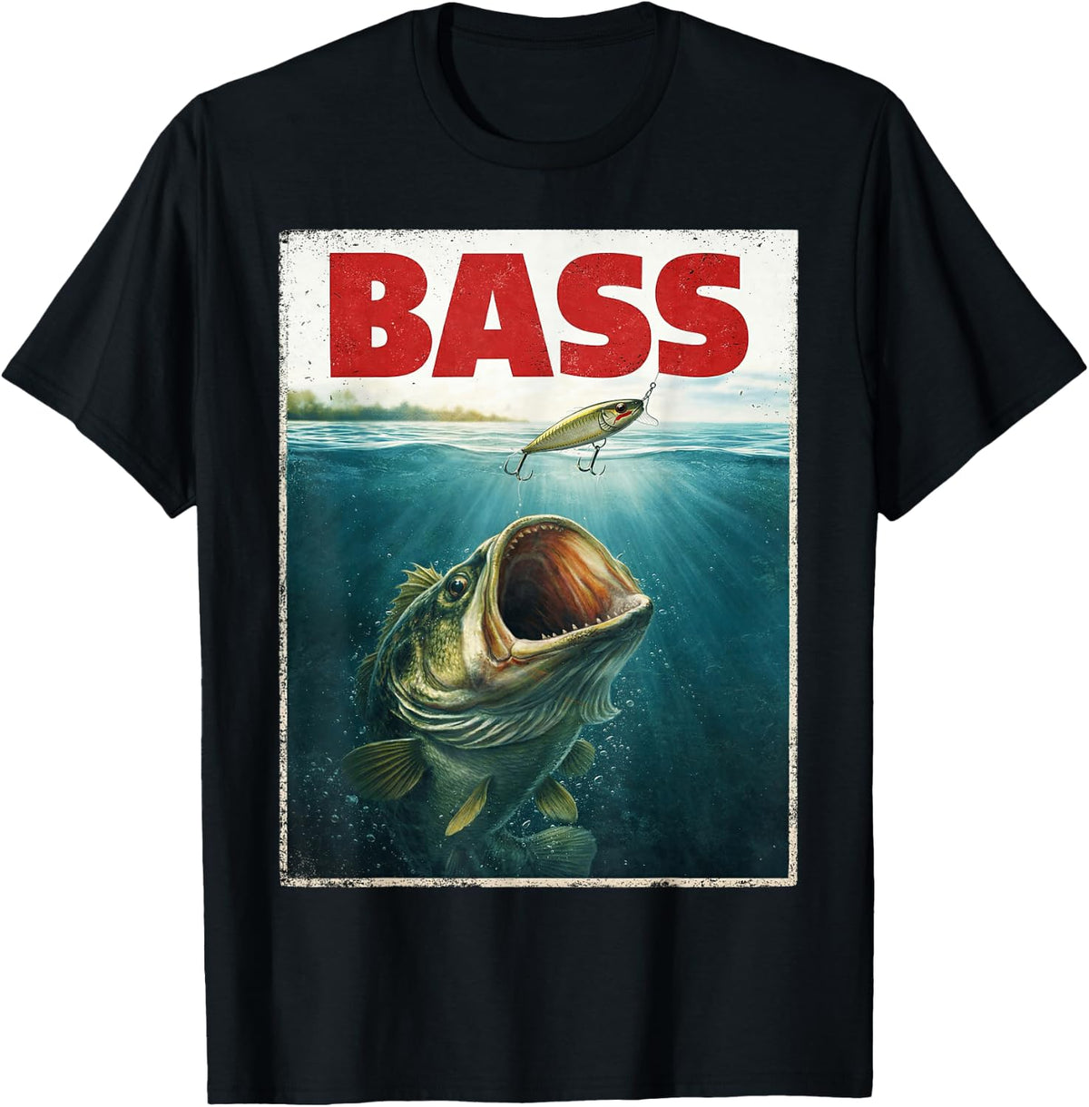 Funny Bass Fish Dad Fishing Mouth Bass Fishing Fisherman T-Shirt