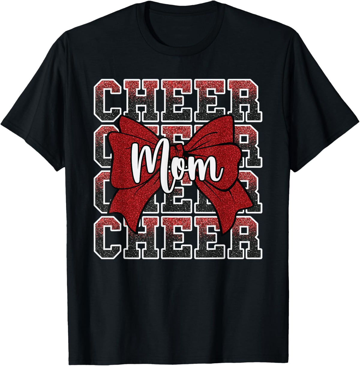 Cheer Mom Mama Bow Sport Cheerleader Cheerleading Red T-Shirt