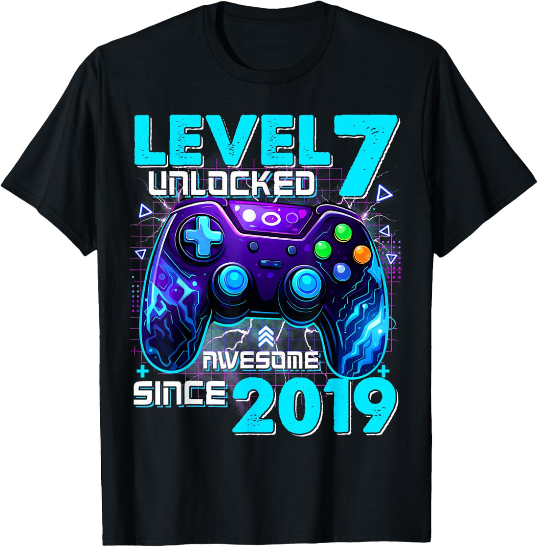 7th Birthday Boy Level 7 Gamer 7 Year Video Game Party T-Shirt