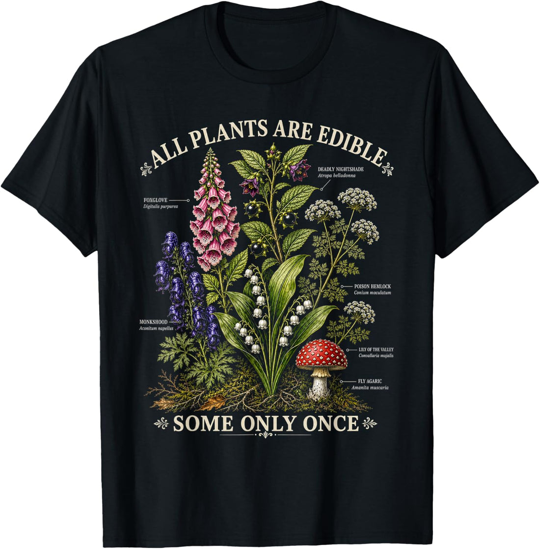 All Plants are Edible Some Only Once Funny Botanical Garden T-Shirt