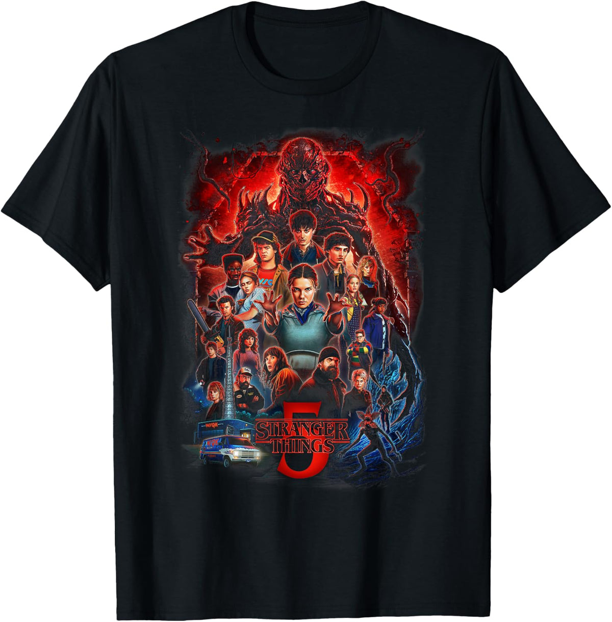 Stranger Things Season 5 Complete Cast Heros Villans Poster T-Shirt