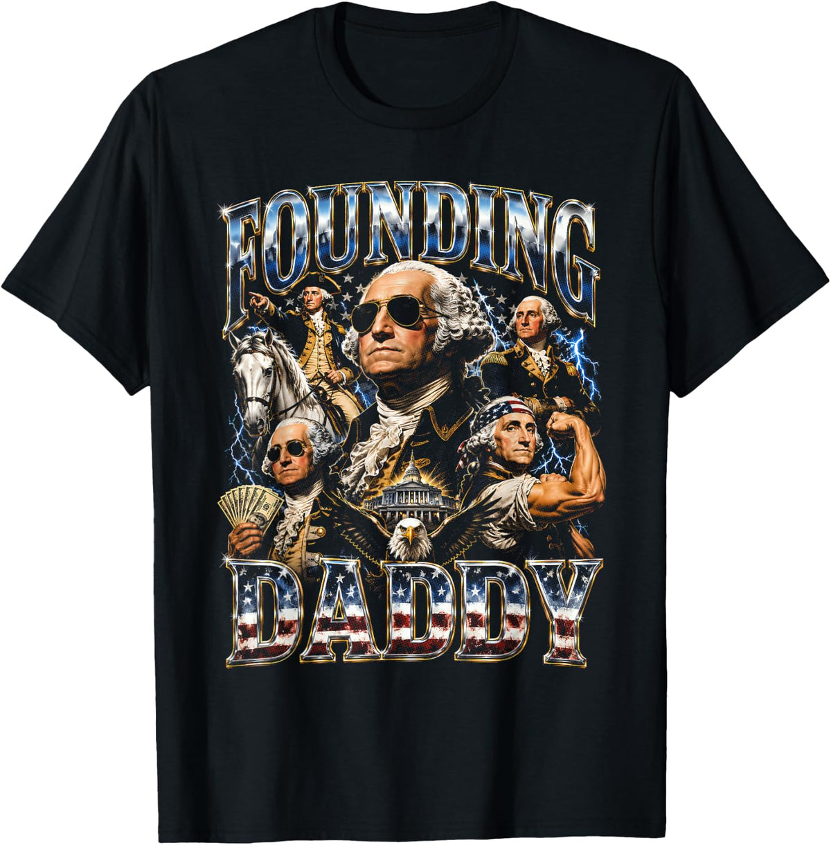 Founding Daddy 4th of July George-Washington Patriotic T-Shirt