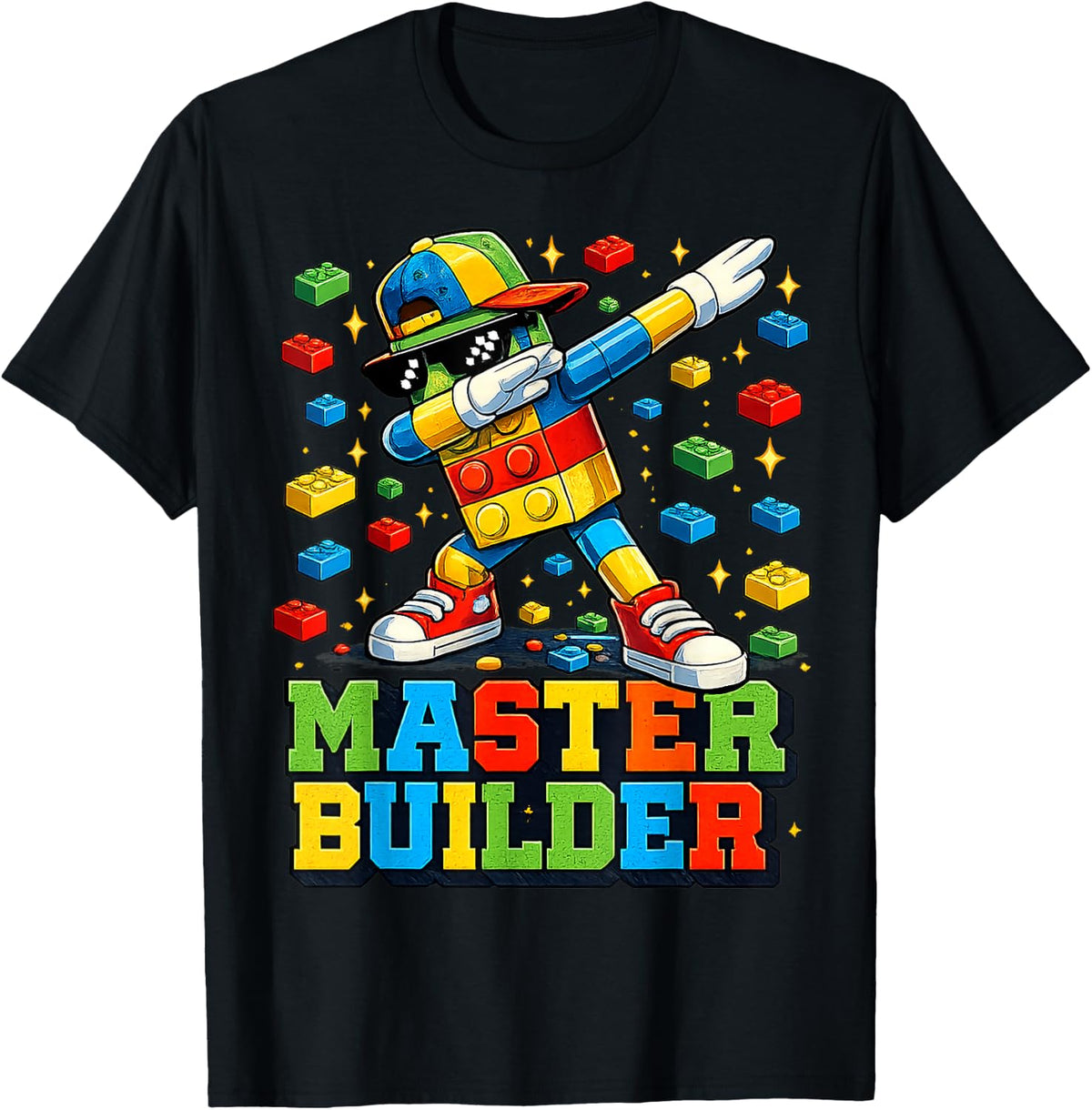 Dabbing Block Brick Building Master Builder for Men Boy Kid T-Shirt