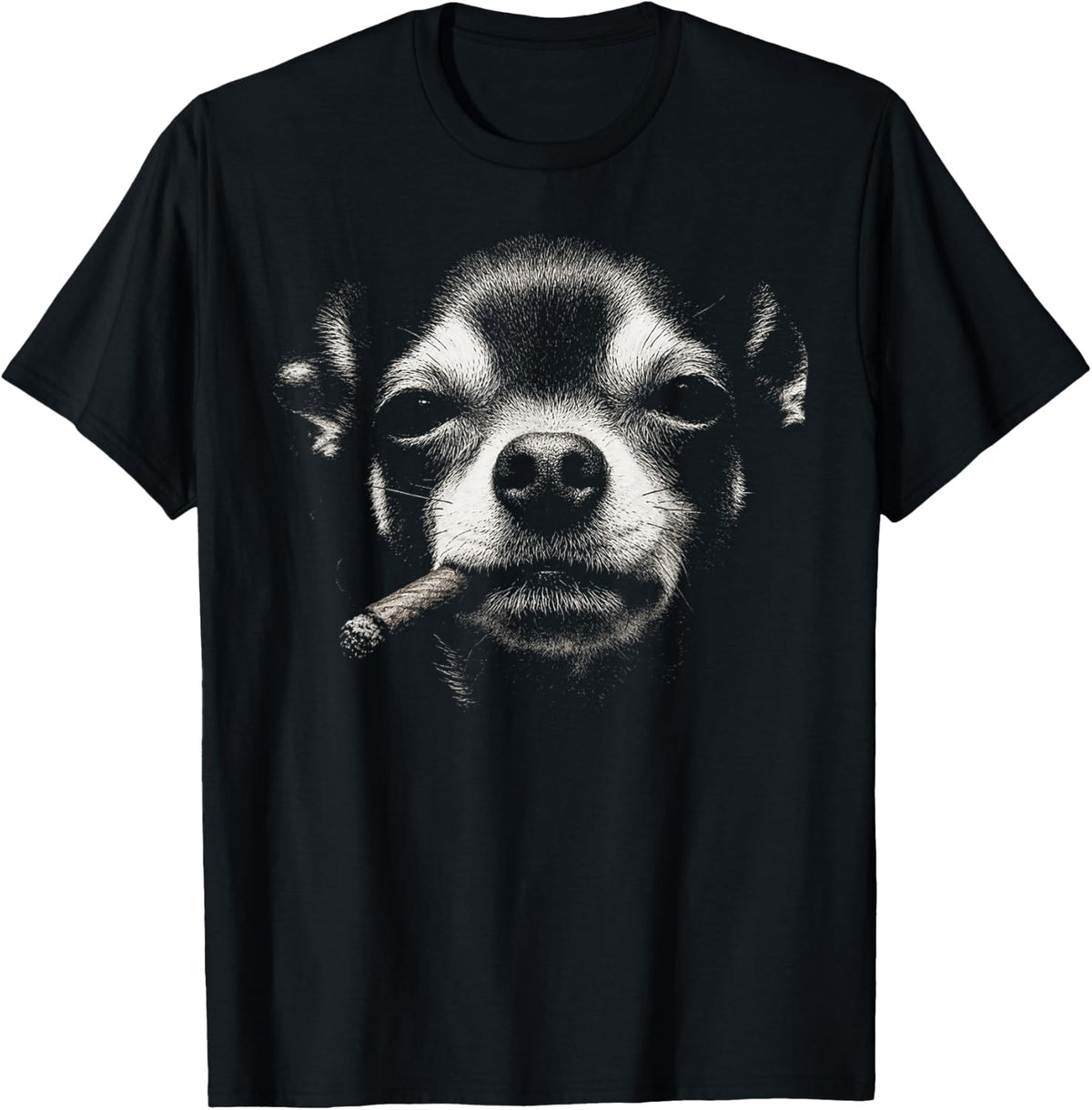 Funny Smoking Chihuahua Cigar Dog Meme Vintage Graphic T-Shirt