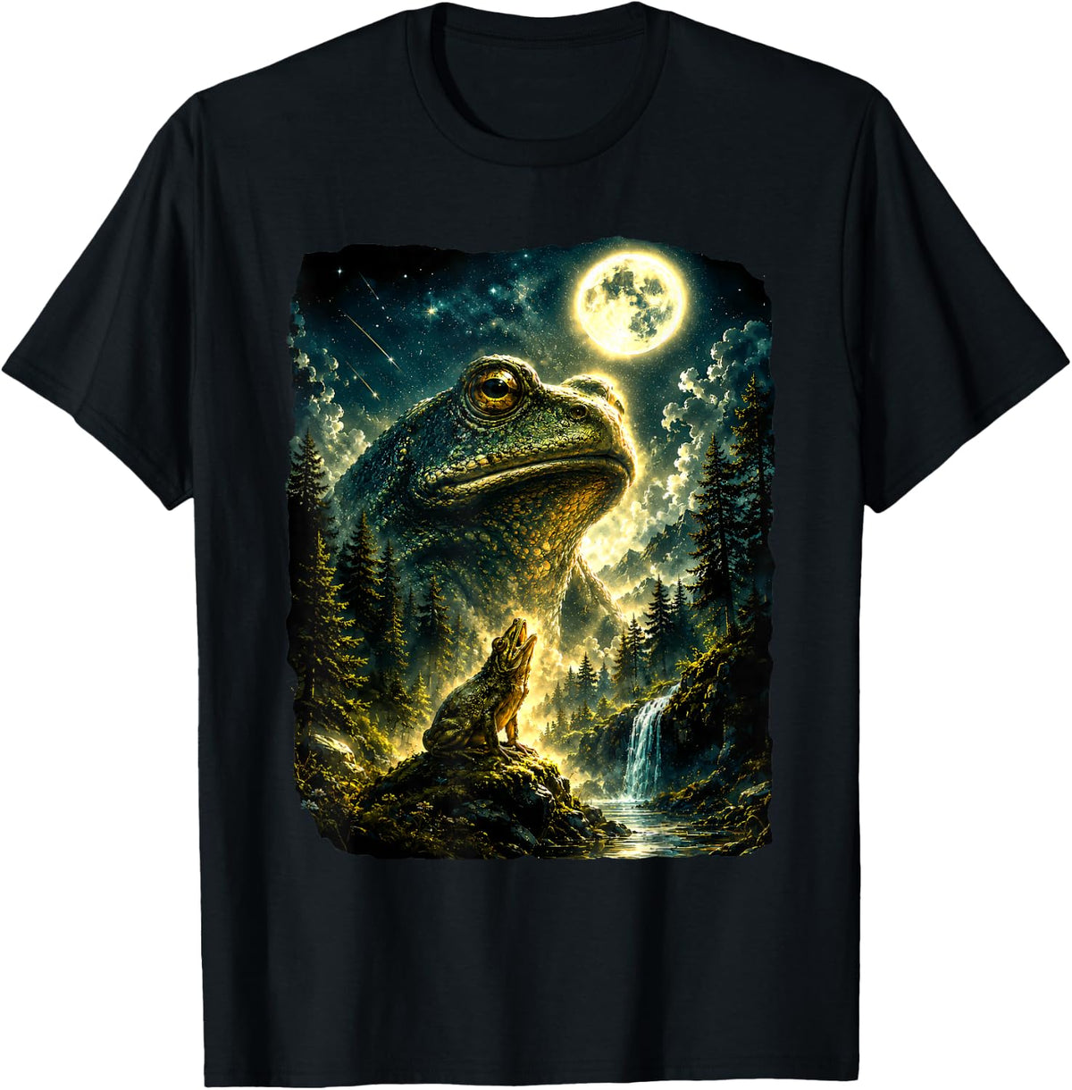 Frog Howling to Moon Funny Frogs Howl at The Moon Frog Meme T-Shirt