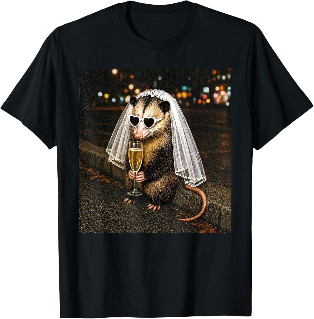 Bachelorette Possum Drinking Wine Feral Bride Newly Engaged T-Shirt
