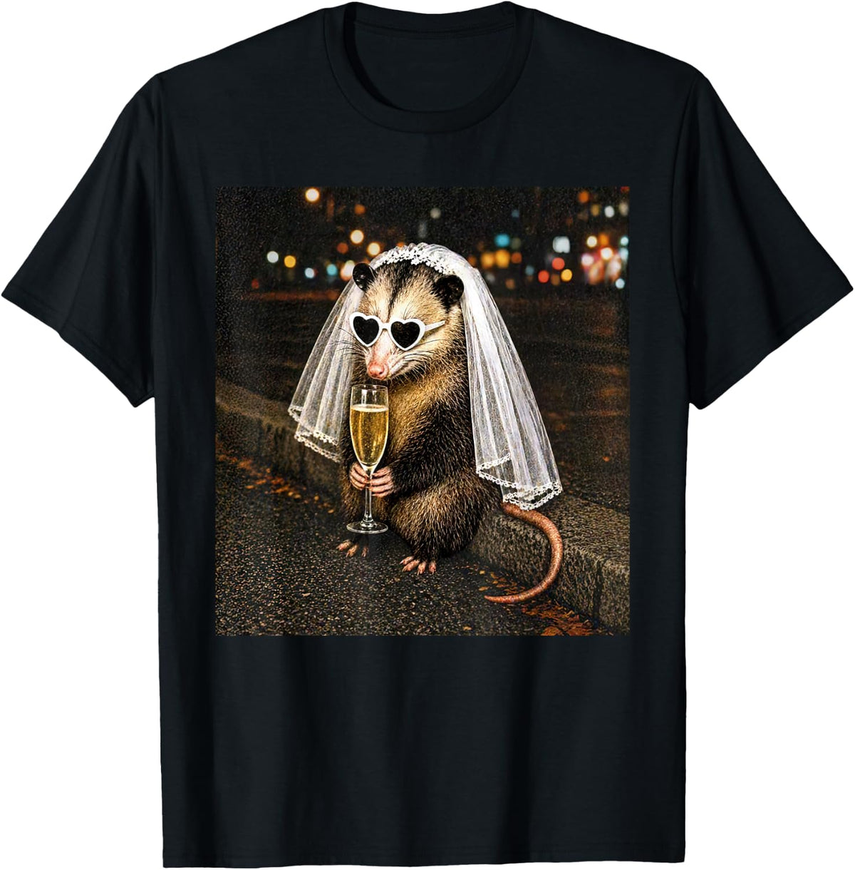 Bachelorette Possum Drinking Wine Feral Bride Newly Engaged T-Shirt