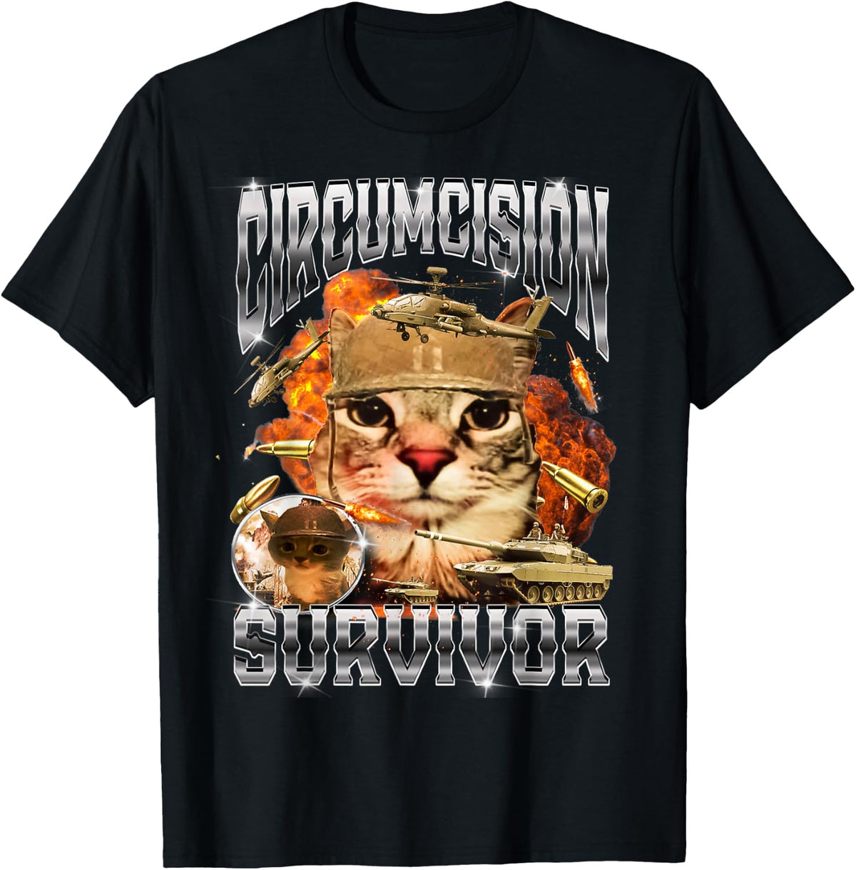 Circumcision Survivor Cat Meme Bootleg Funny T-Shirt