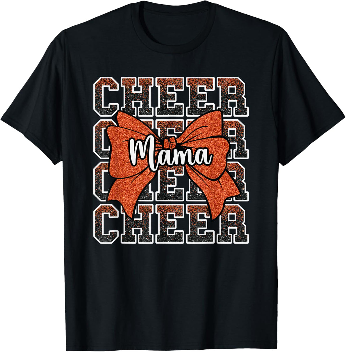 Cheer Mama Mom Bow Sport Cheerleader Cheerleading Orange T-Shirt