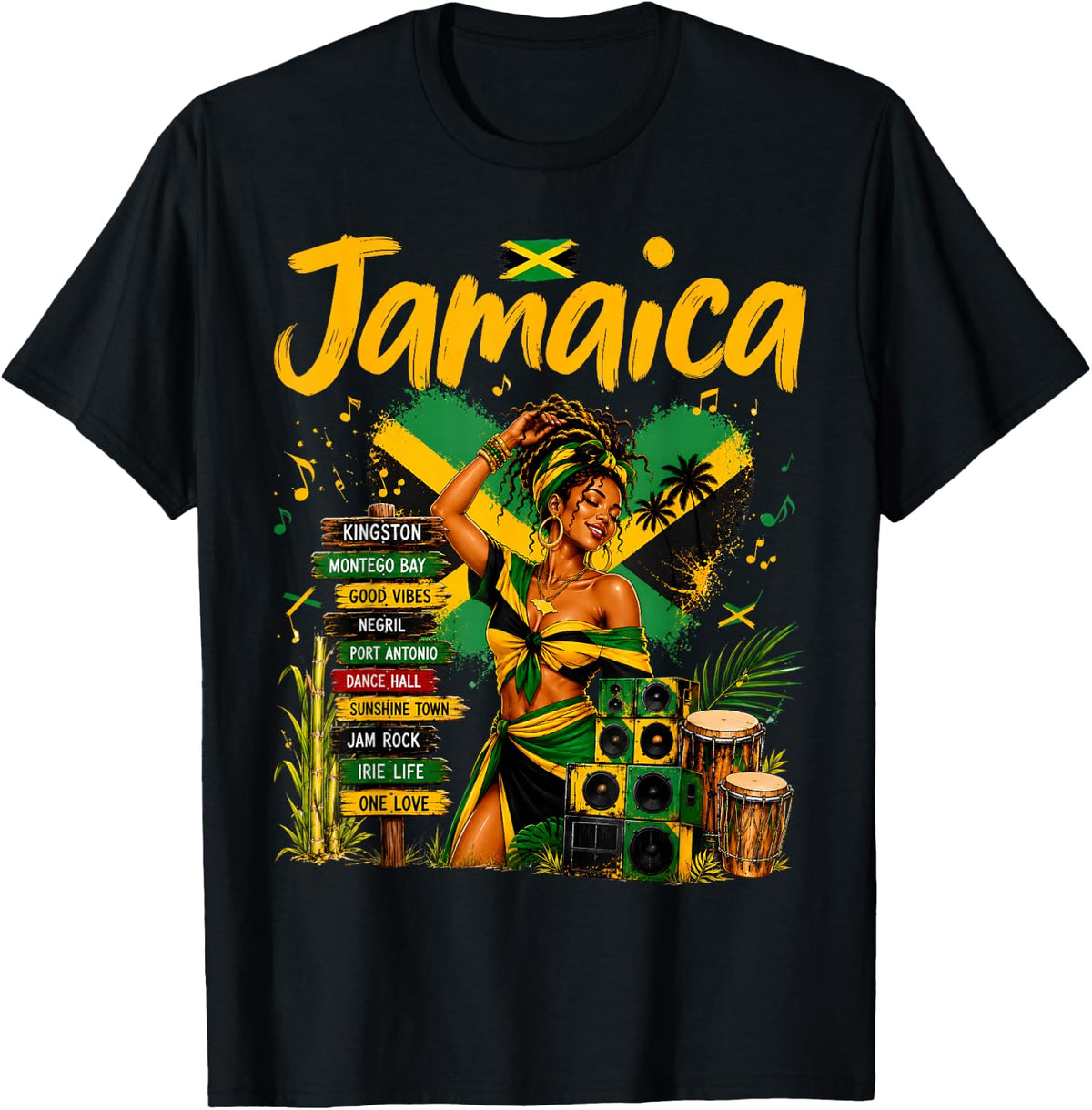 Jamaican Flag Outfit Idea for Girls & Jamaica Themed T-Shirt