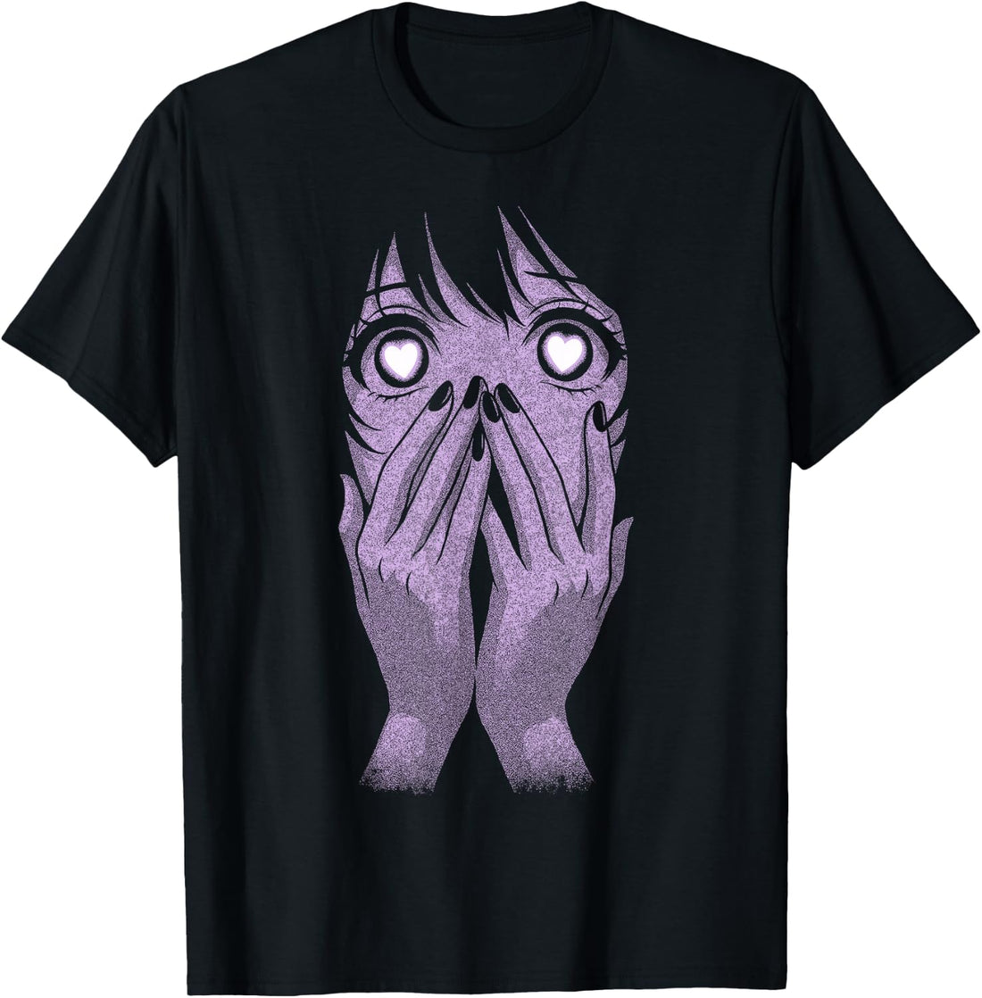 Anime Eyes Girl Hearts Manga Otaku Grunge Goth Alt Aesthetic T-Shirt