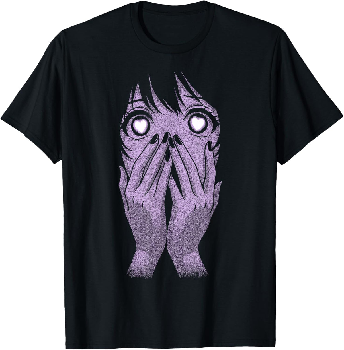 Anime Eyes Girl Hearts Manga Otaku Grunge Goth Alt Aesthetic T-Shirt