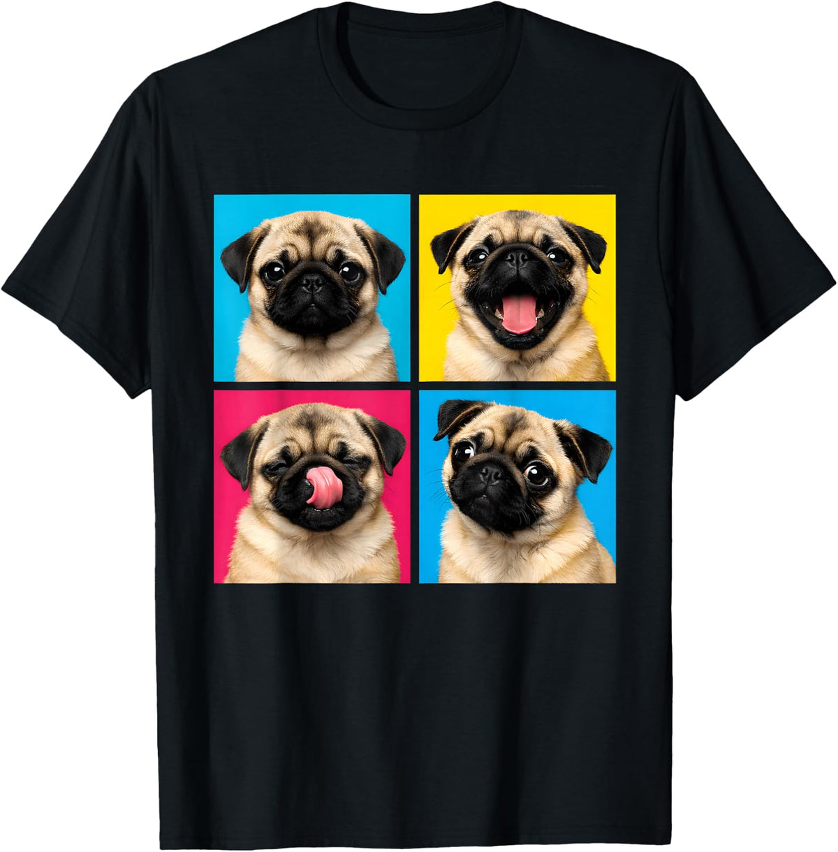 Retro Cute Pug Funny Youth Life from Dad Mom Meme Grid T-Shirt