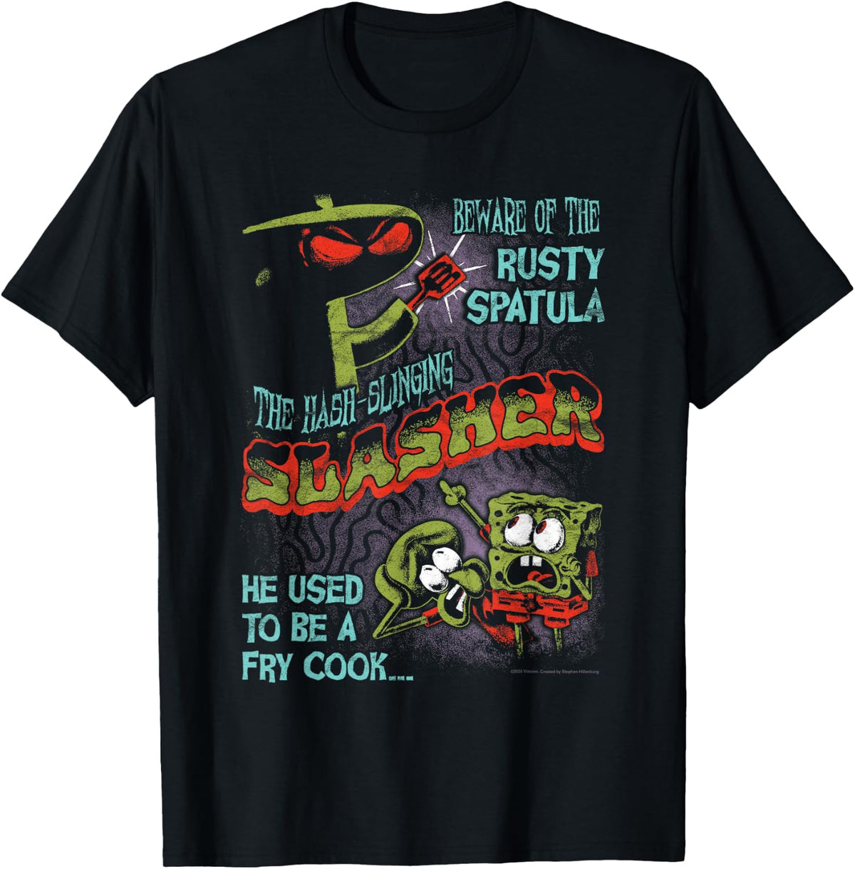 Hash-Slinging Slasher Funny Horror Movie Poster Cartoon T-Shirt