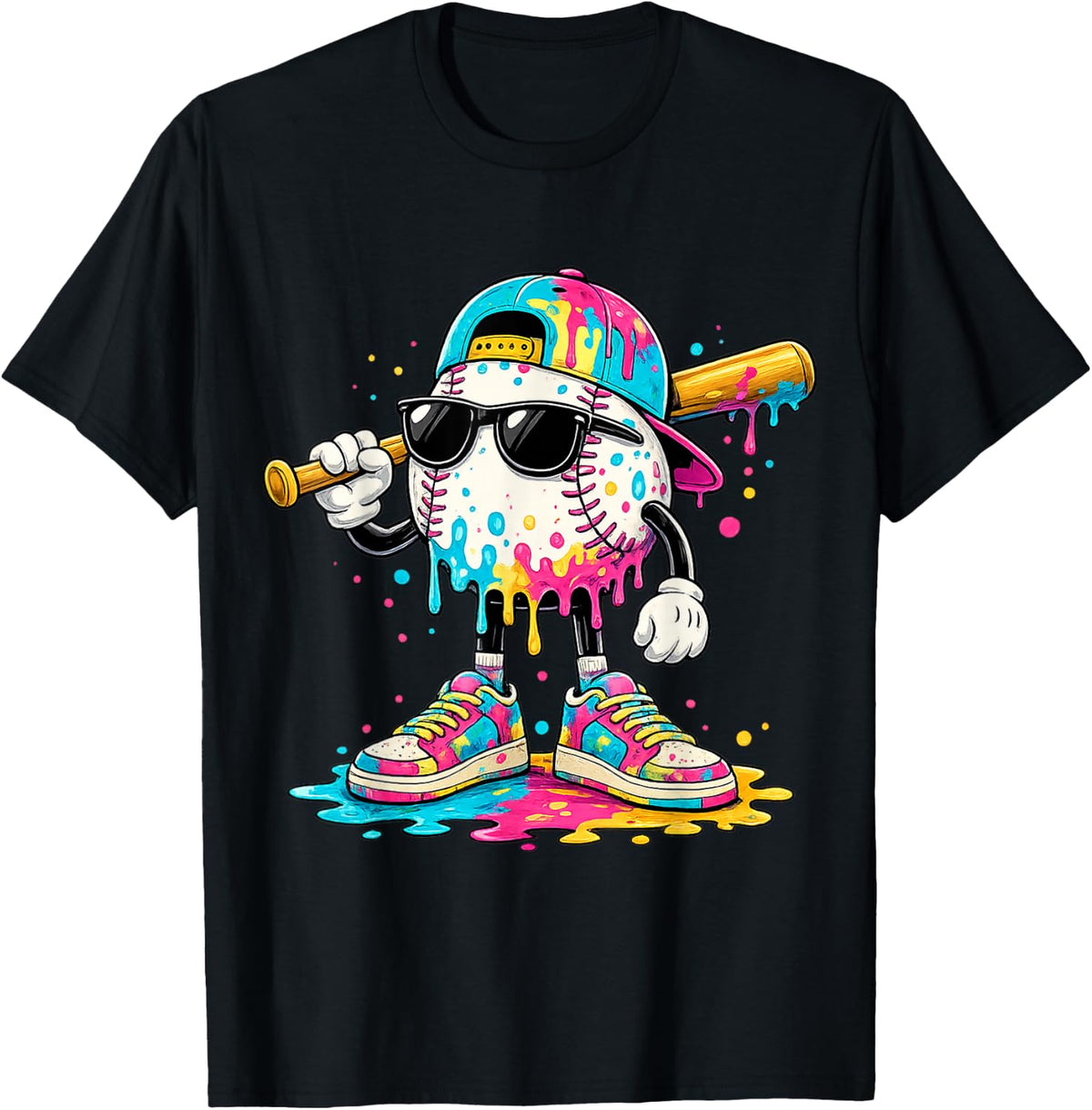 Funny Baseball Drip for Boys Ice Cream Drip Baseball Sport T-Shirt