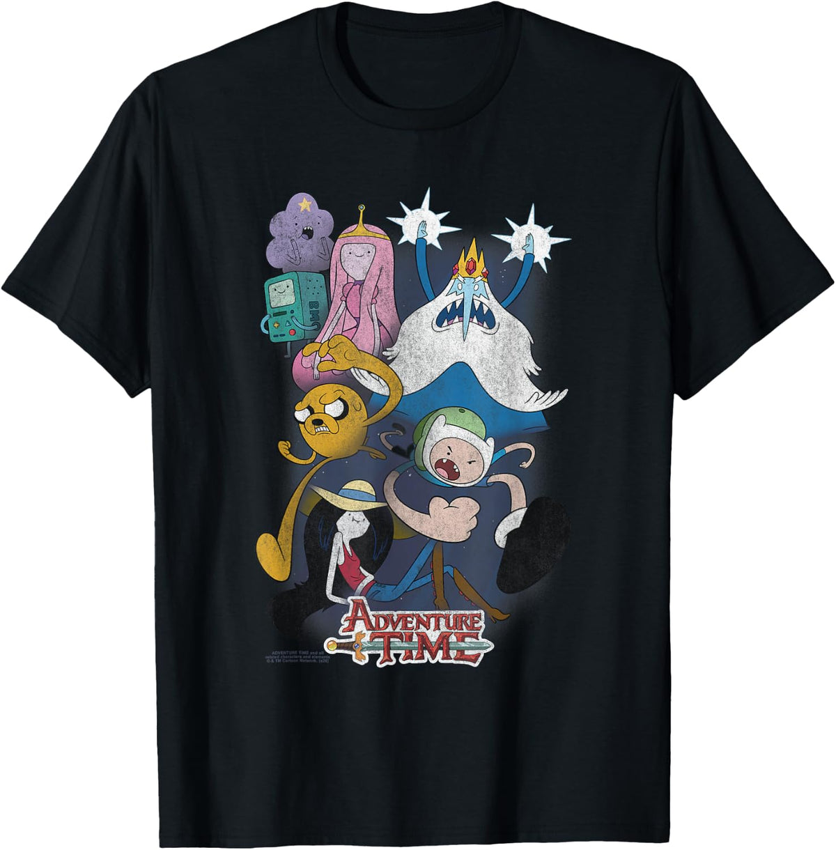 Adventure Time Distressed Cast Collage Cartoon T-Shirt