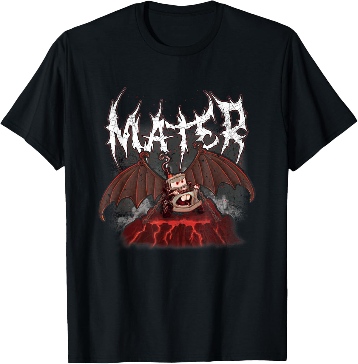 Disney Pixar Cars Metal Bat Rocker Mater Big Chest Logo T-Shirt