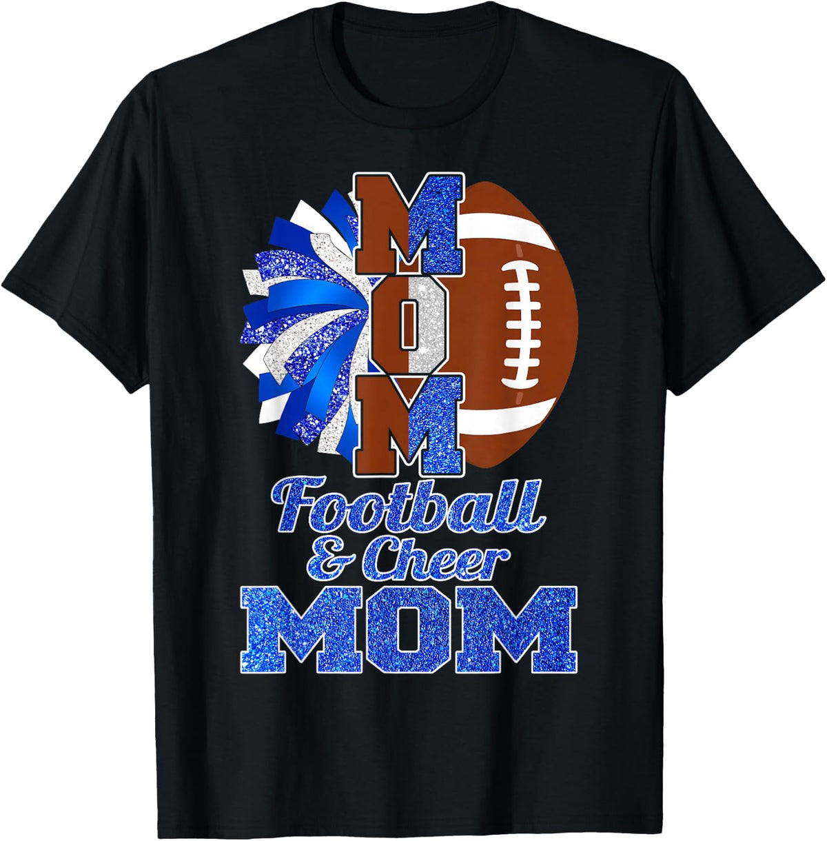 Cheer Football Cheerleading Mom of Both Messy Bun Bleached T-Shirt