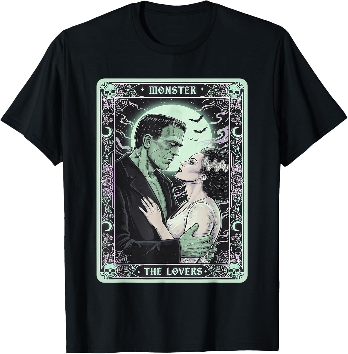 The Monster Frankenstein and Bride The Lovers Tarot Card T-Shirt
