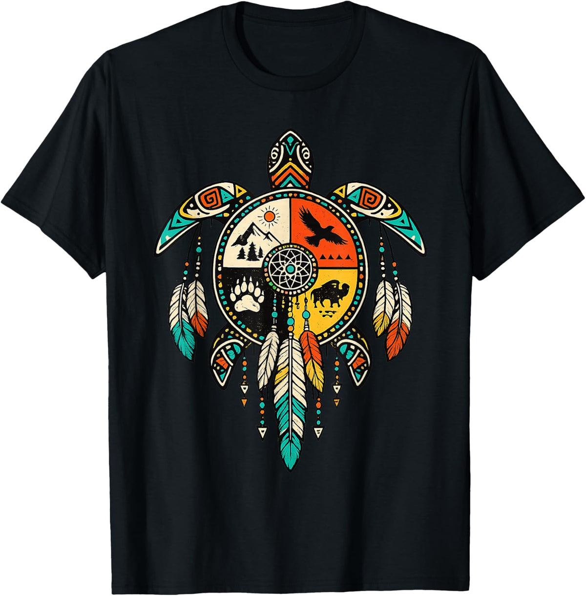 Sea Turtle Medicine Wheel Native American Indigenous Pride T-Shirt