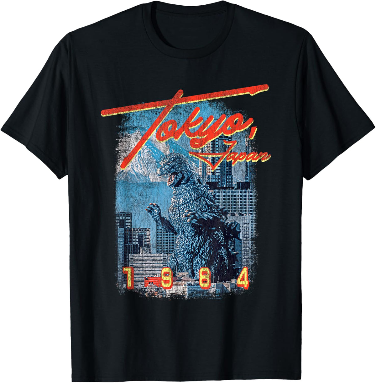 Godzilla Visit Tokyo 1984 Vintage Tourism Souvenir Movie T-Shirt