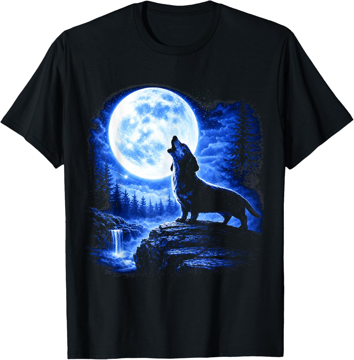 Dachshund Howling Moon Funny Weiner Dog Sausage Art T-Shirt