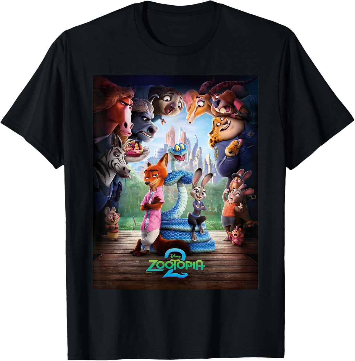 Disney Zootopia 2 Nick Judy & Gary Surrounded Poster Art T-Shirt