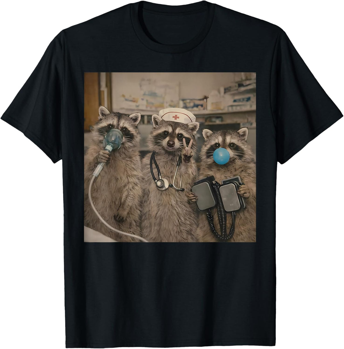 Emergency Room Nurse Raccoon Feral Graphic Meme ED Nursing T-Shirt