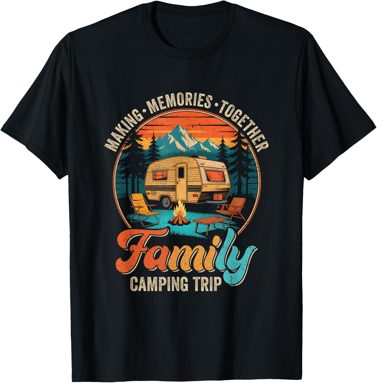Family Camping Trip Memories Camper Matching Crew Vintage T-Shirt