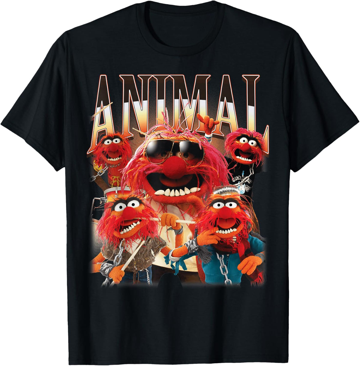Disney The Muppets Animal Montage and Gradient Lettering T-Shirt