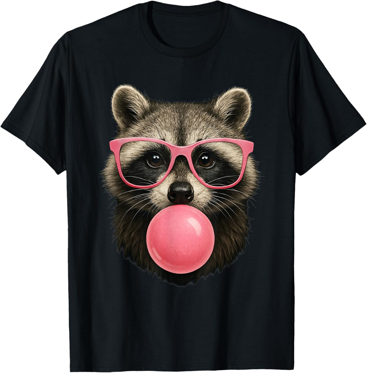 Cool Raccoon Face Eating Gum and Makes A Bubble Cute Raccoon T-Shirt