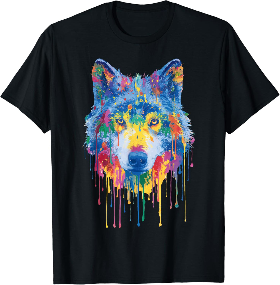Wolf Colorful Art Graphic T-Shirt