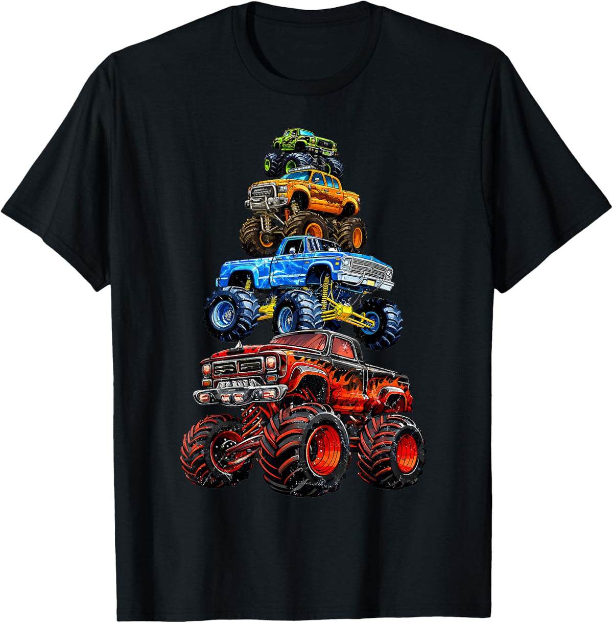 Funny Vintage Monster Truck Tower Men Boy Toddler Kid T-Shirt