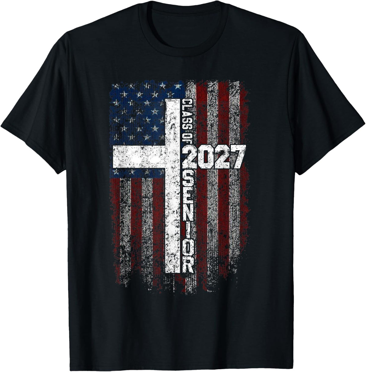 Class of 2027 Senior Christian American Flag Graduation 2027 T-Shirt