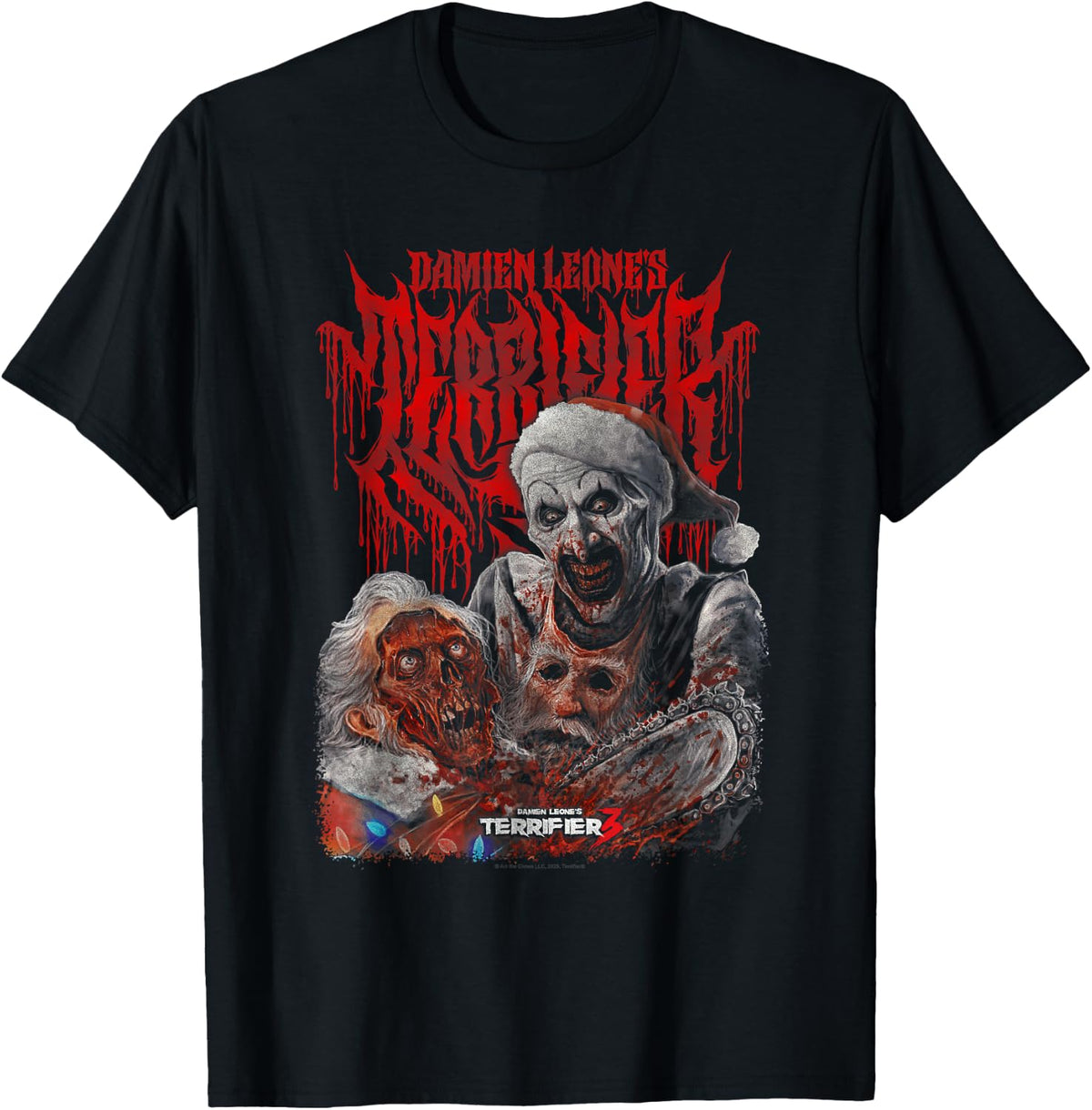Terrifier 3 Bloody Art the Clown Chainsaw Christmas Horror T-Shirt