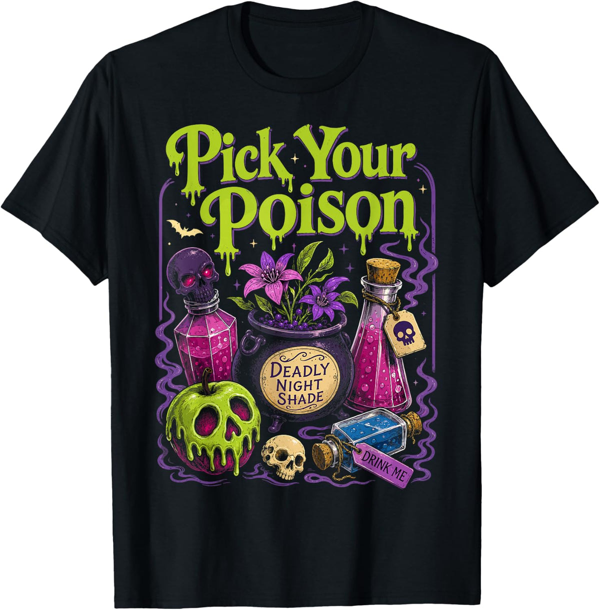 Halloween Pick Your Poison Funny Wizard Vintage Halloween T-Shirt