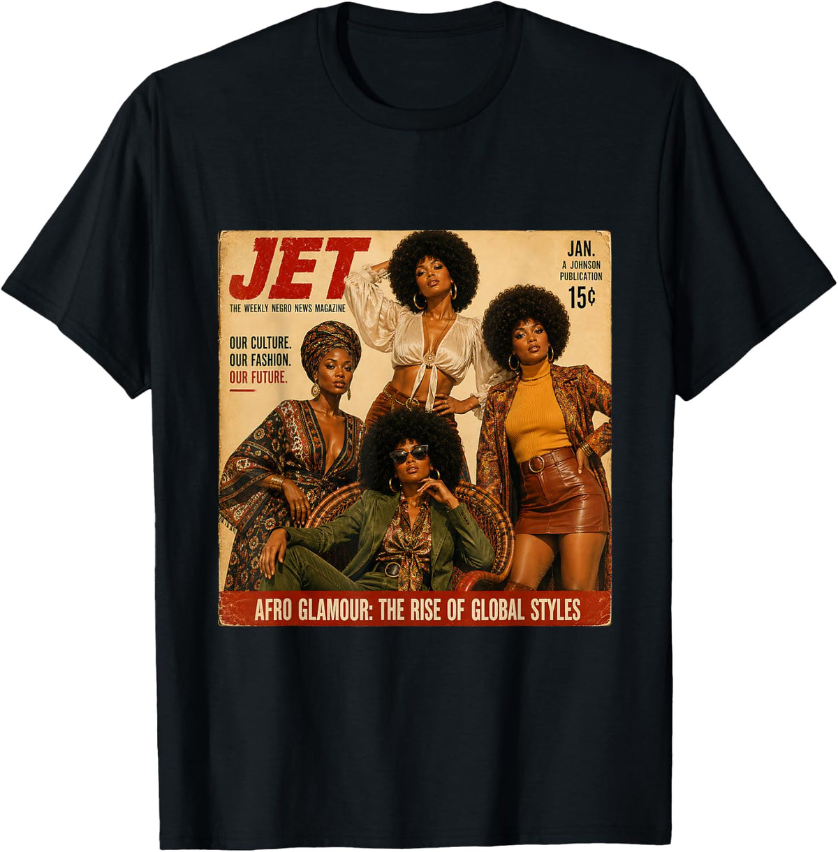 Black is Beautiful Afro Glamour Melanin Queen Fashion Gift T-Shirt