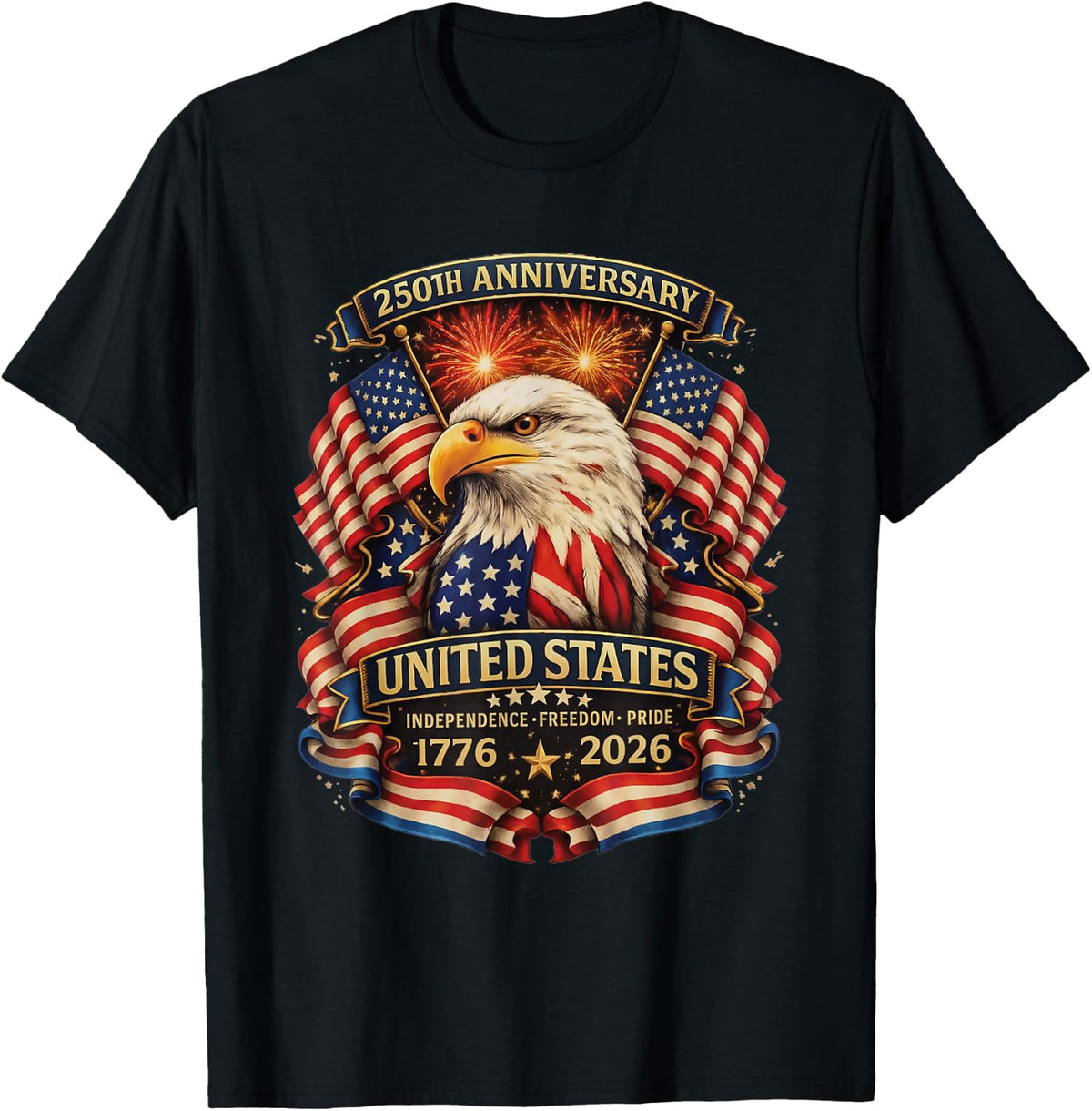 USA Independence 250th Anniversary 1776 2026 Patriotic Eagle T-Shirt