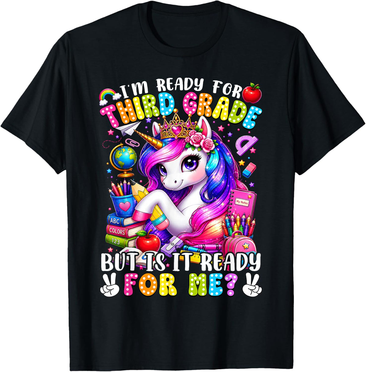 I'm Ready for Third Grade Unicorn Back to School Girls Kids T-Shirt