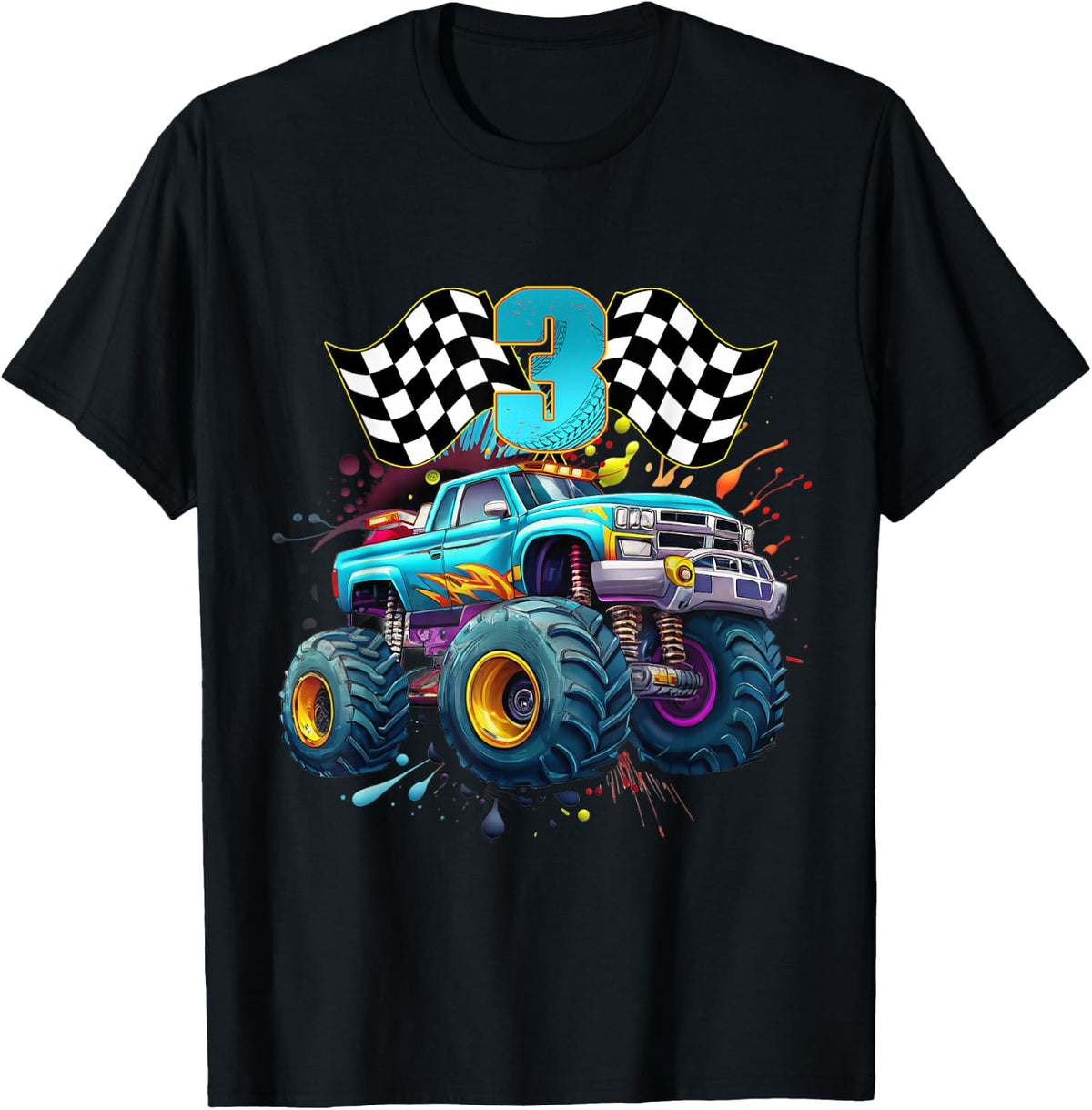 Monster Truck 3 Years Old Boy 3rd Awesome Birthday Party T-Shirt