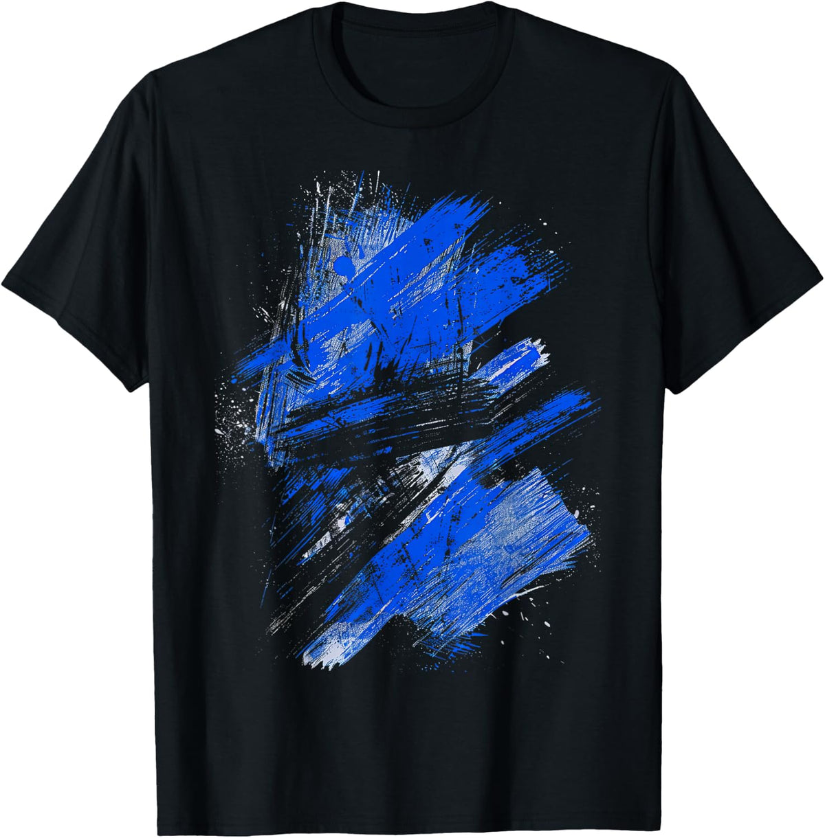 Blue and Black Artistic Splash Graphic T-Shirt