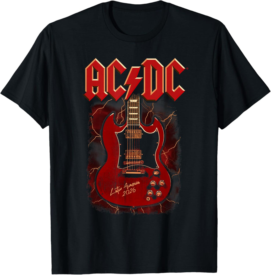 AC/DC Red Guitar Latin America 2026 Tour T-Shirt