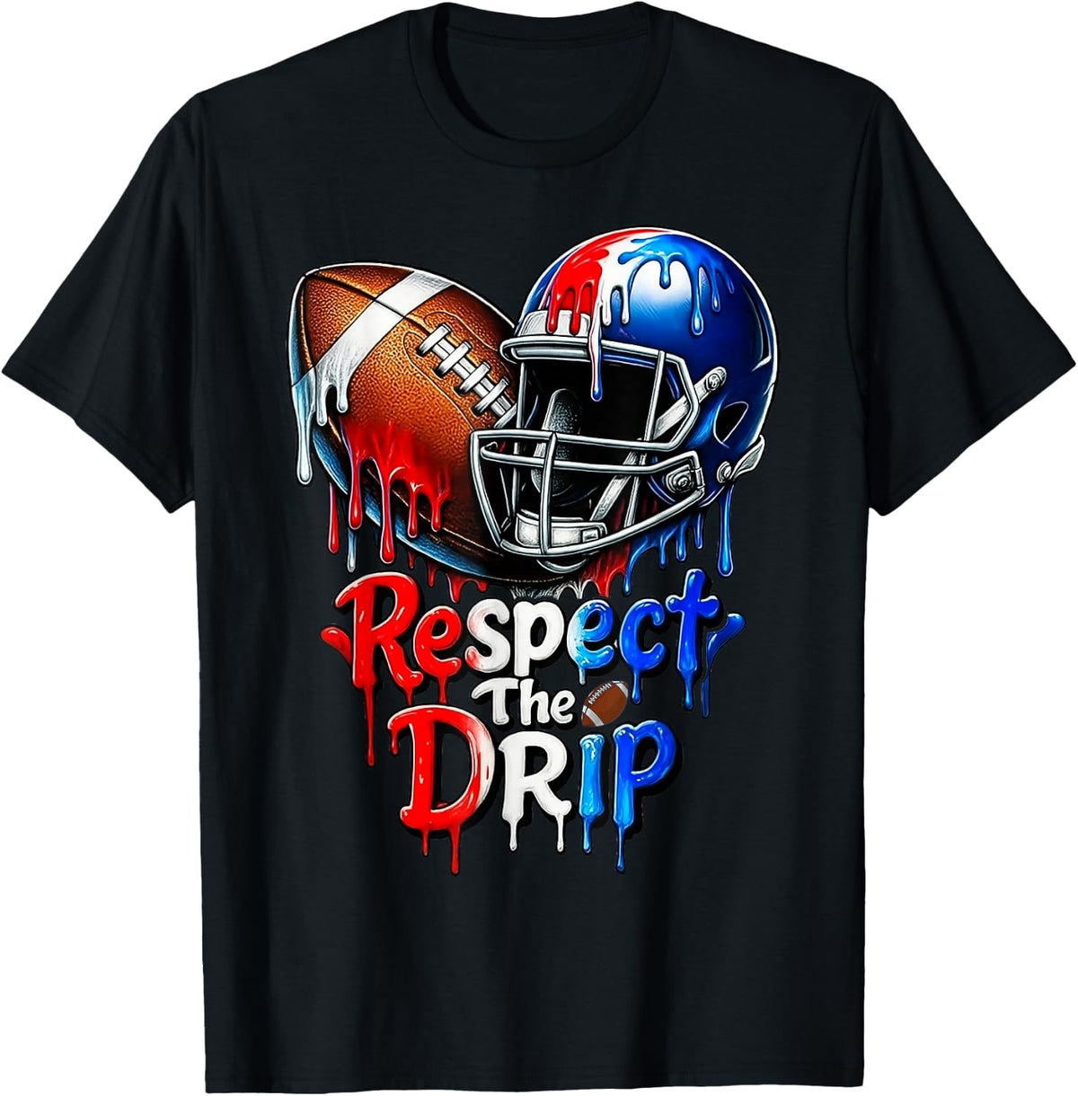 Respect The Drip Football Drip Boys Ice Cream Drip Sprinkle T-Shirt