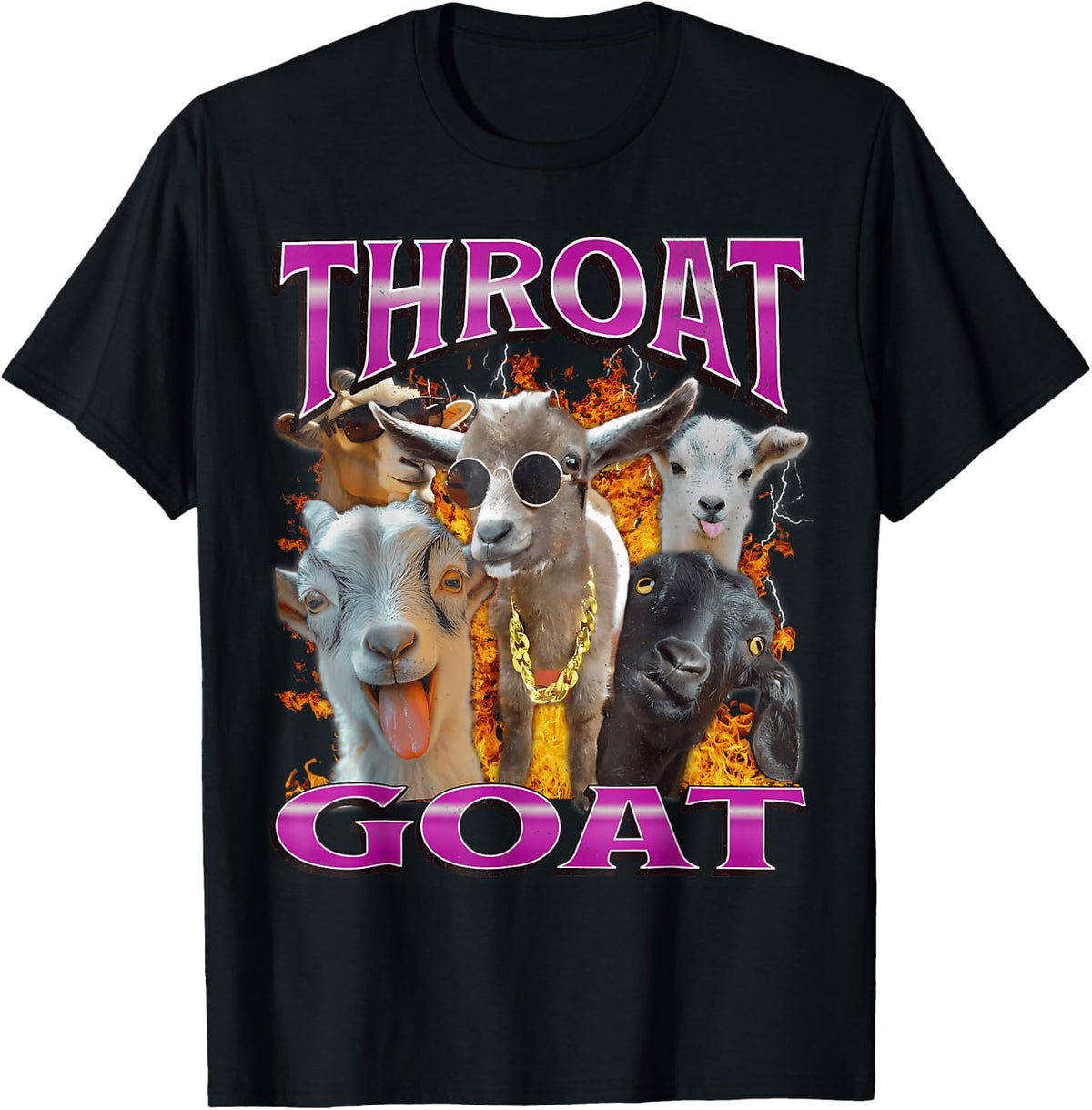 Throat Goat Funny Offensive Adult Humor Bootleg Y2K Graphic T-Shirt