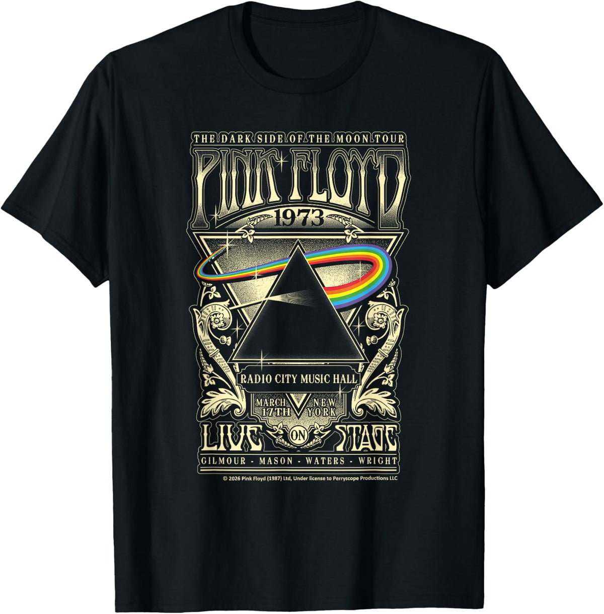Pink Floyd Dark Side of The Moon Tour 1973 Radio City T-Shirt