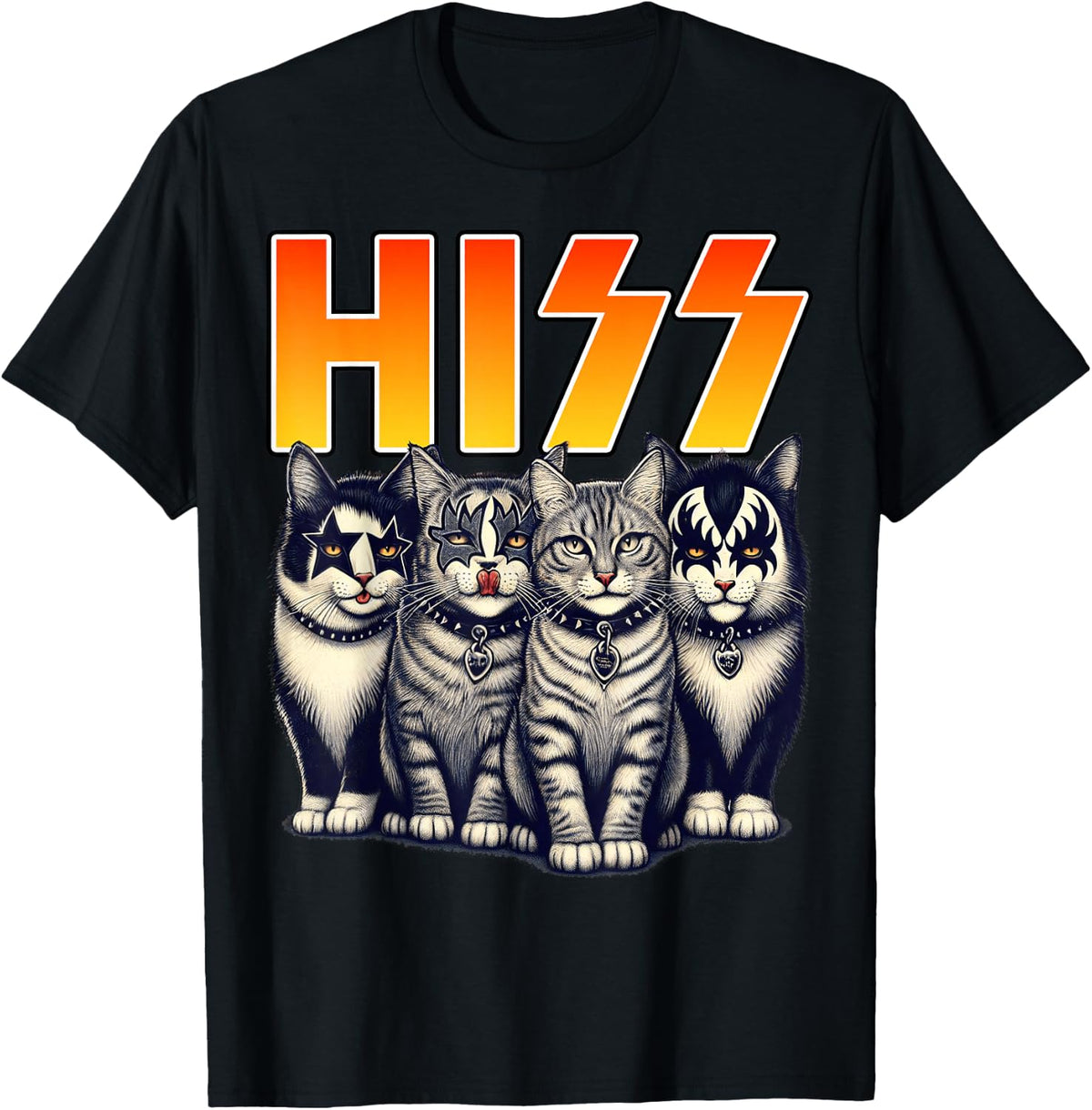Hiss Cat Kittens Lovers Rock Rockin Birthday Men Women Gifts T-Shirt