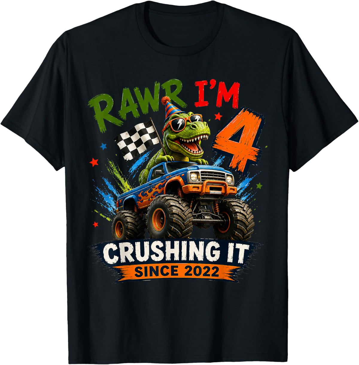 4th Birthday Monster Truck Crushing It Since 2022 T-Shirt