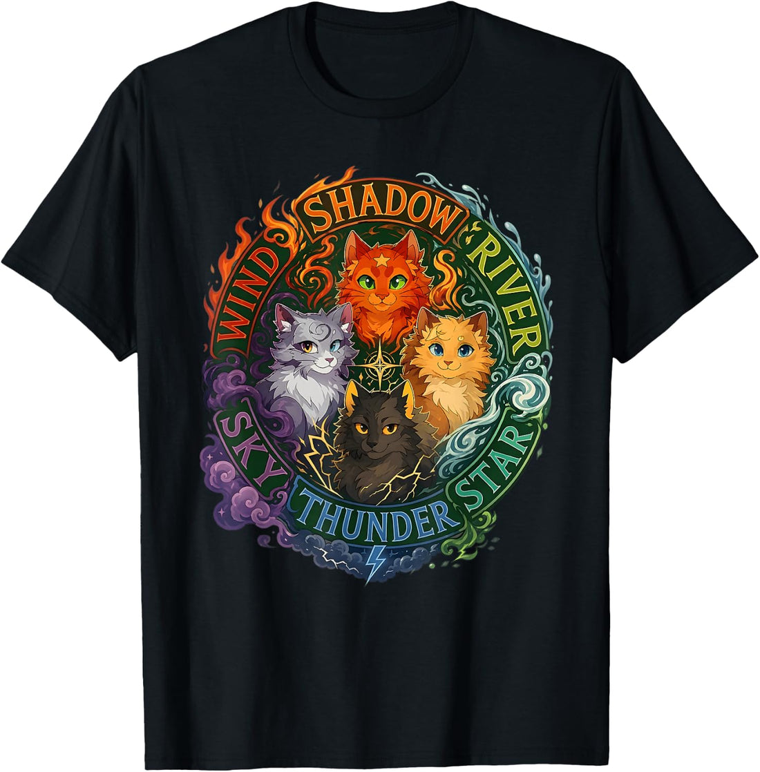 Wind Shadow River Star Thunder Sky Cat Feline,Fire Star Cat T-Shirt